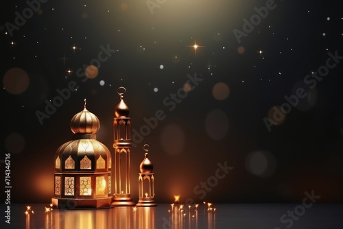 A beautiful ramadan background in golden colors.