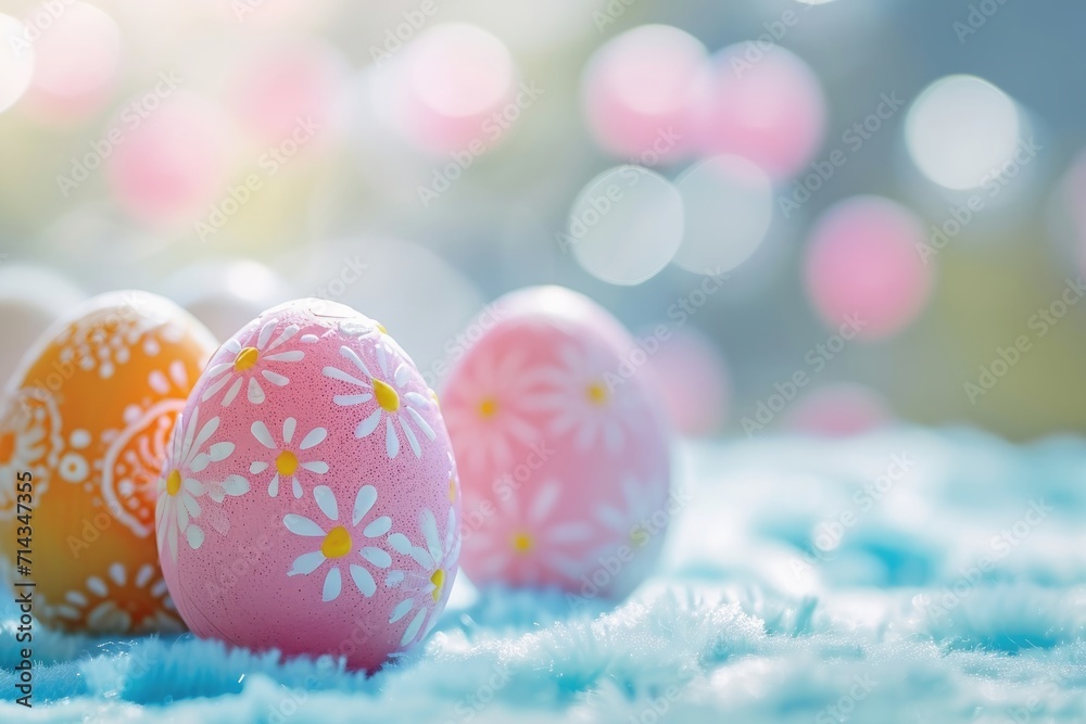 Fototapeta premium A decorative happy easter background.