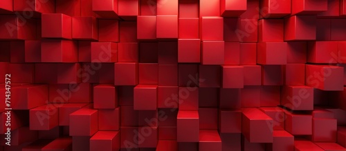 Abstract red geometric cubes block shape graphic pattern background. Generate AI image