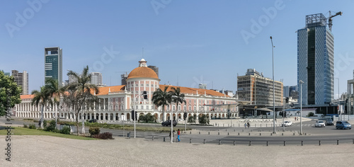 Panoramic view at the Luanda marginal, BNA - Angola National Bank and Coin Museum buildings, downtown lifestyle, modern skyscrapers and other buildings on Luanda downtown