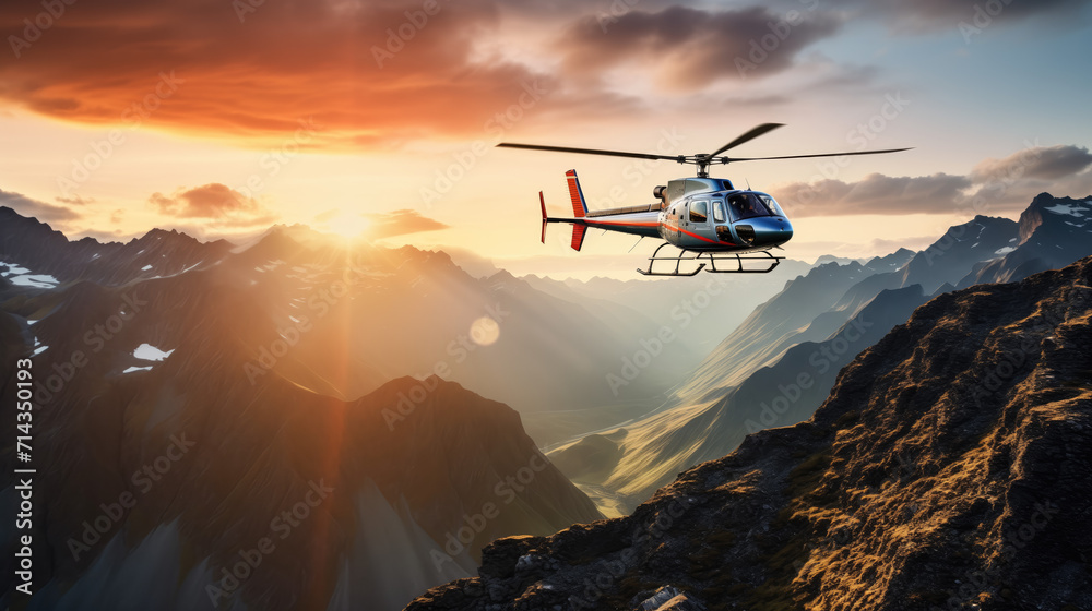 Fototapeta premium helicopter in the mountains