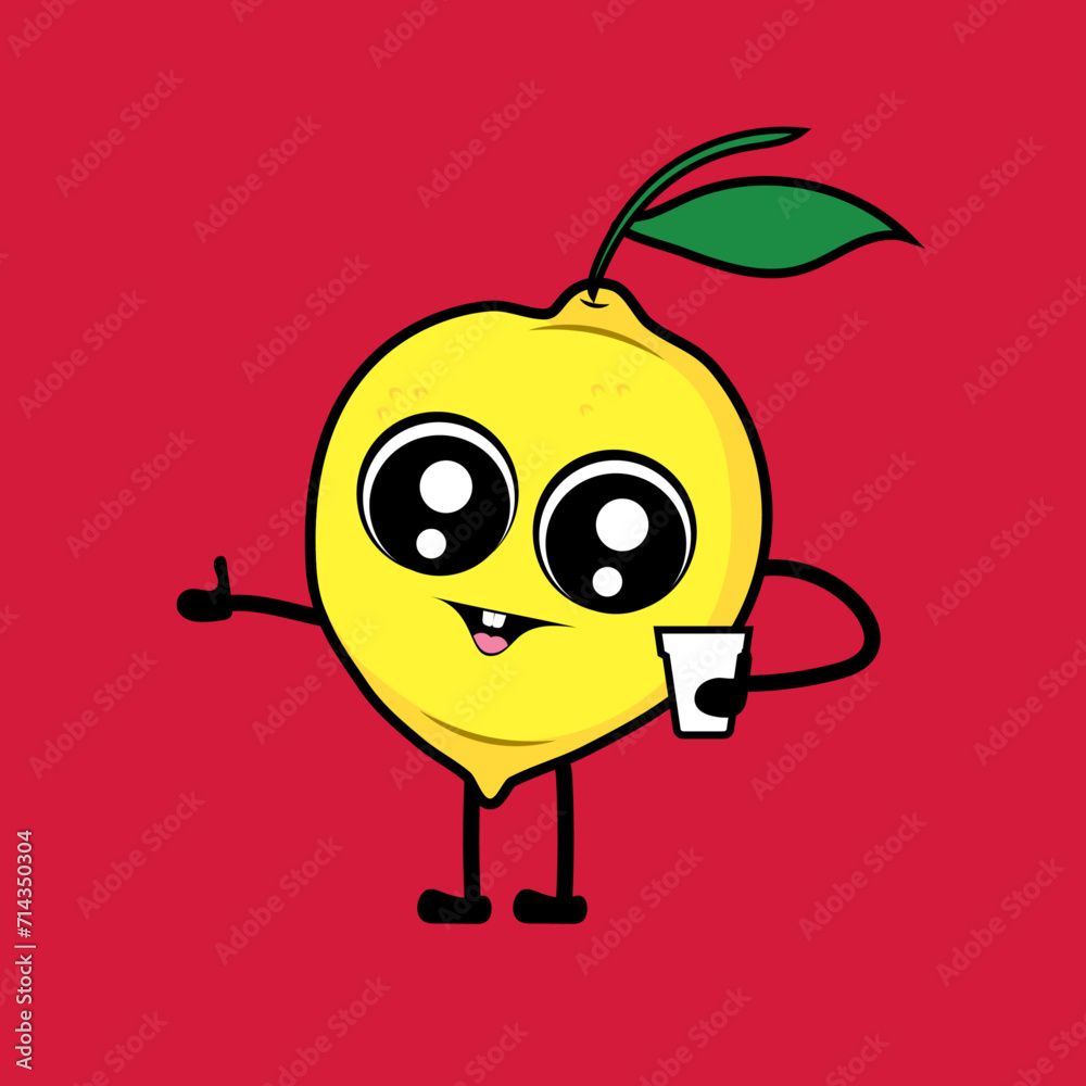 Obraz premium Lemon fruit character cartoon vector 