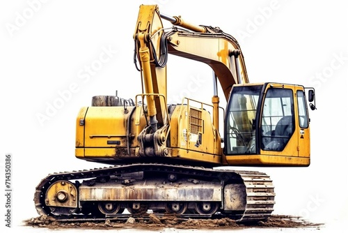 Close-up of construction equipment on white background. Used for earthworks. Generative AI