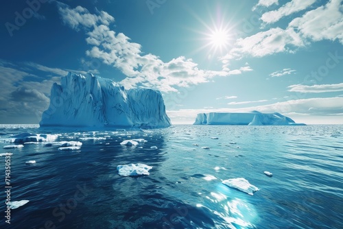 Global warming earth day concept showing melting icebergs. © Michael