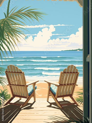 Retro Beachside Prints  Nostalgic Ocean Breeze Photography for Seashore Decor.