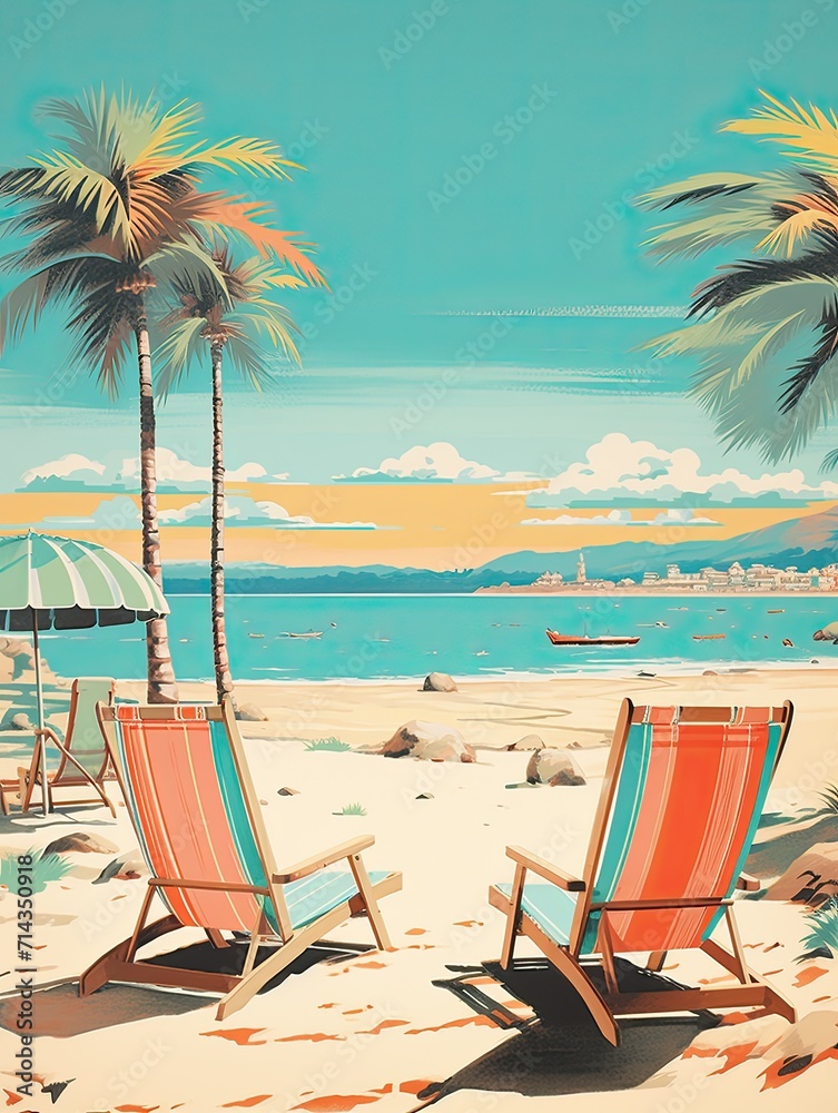 Retro Beachside Prints: Vintage Beach Days Wall Art Collection