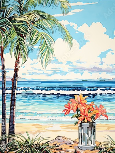 Retro Beachside Prints: Waves of the Past on Classic Canvas