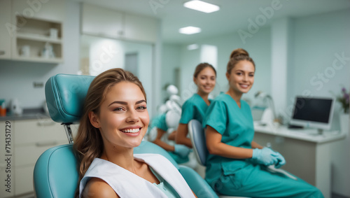 Beautiful girl in a dental chair in a clinic