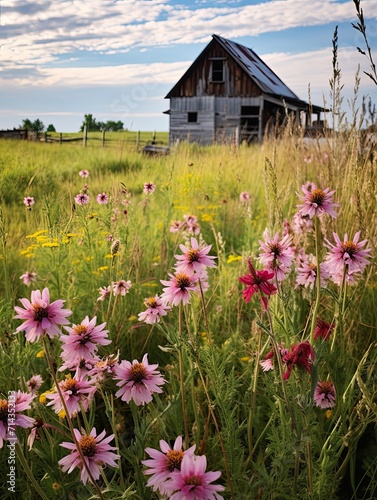 Breathtaking Rustic Barn and Farmland Views with Wildflowers and Farmfront Flourish