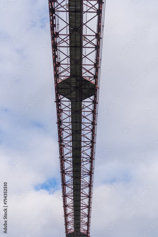 Steel Structure at the top of the Vizcaya Bridge, or Puente Colgante (“Hanging Bridge”) in Portugalete, Spain Steel Structure at the top of the Vizcaya Bridge, or Puente Colgante (“Hanging Bridge”) in Portugalete, Spain