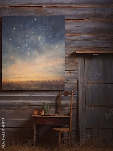 Timeless Celestial Prairie: Vintage Night Sky Art for Farmhouse Decor photo