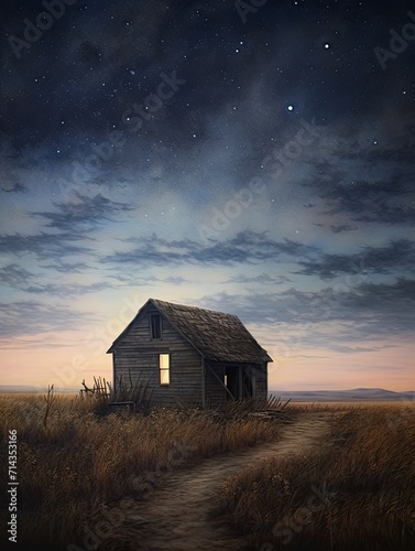 Timeless Prairie Night Sky: Vintage Starry Night Wall Art Series