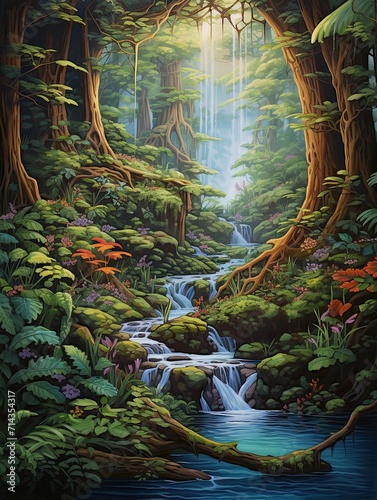Tranquil Timberland Trickle     Captivating Waterfalls in a Serene Forest