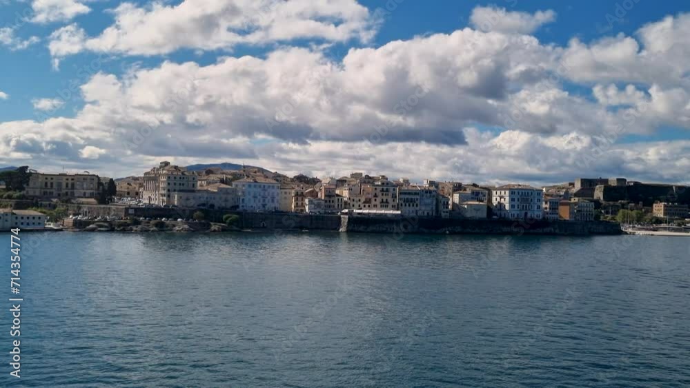 Corfu town - Greece. View from the sea. Looking towards the buildings of Corfu Town from Kerkira harbour on the Greek island of Corfu Corfu town - Greece. View from the sea. Looking towards the buildings of Corfu Town from Kerkira harbour on the Greek island of Corfu