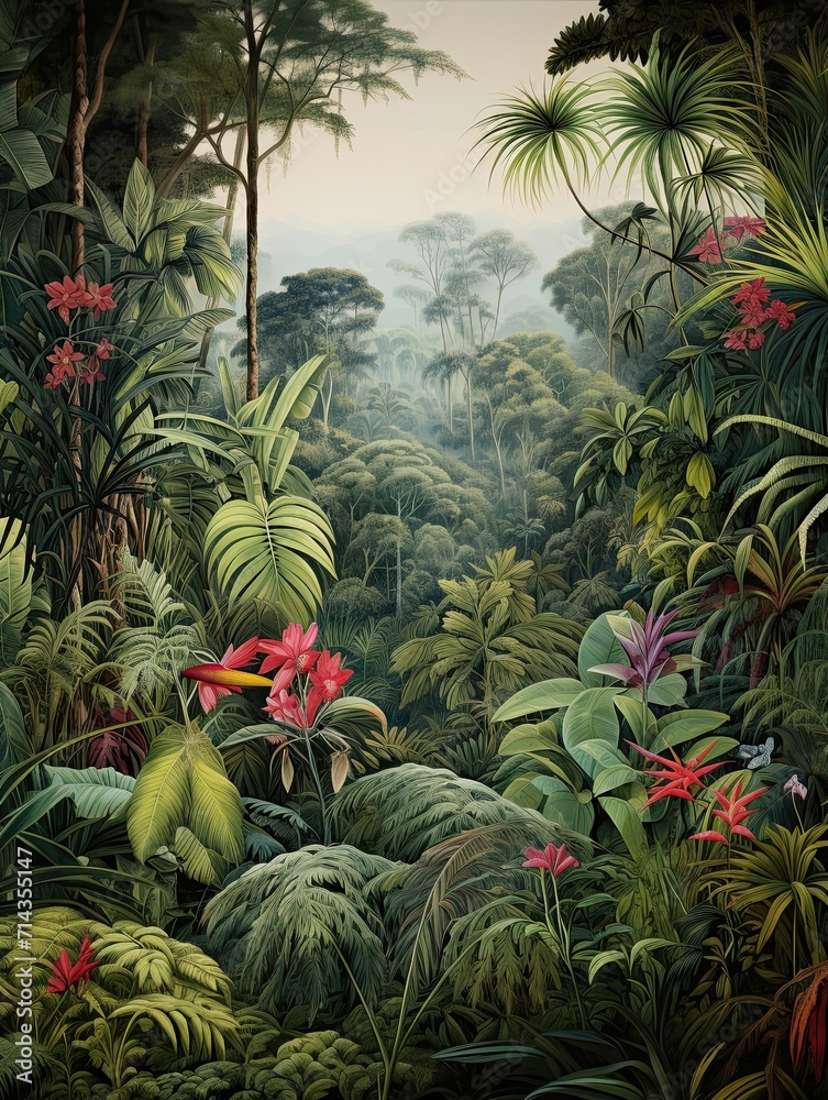 Obraz premium Tropical Rainforest Expeditions Wall Art: Wild Exploration Decor-Jungle Print