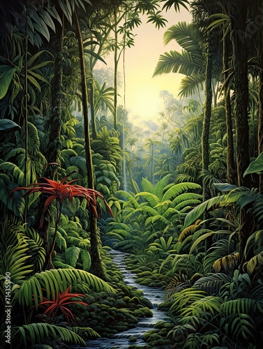 Amazon Jungle Expeditions  Tropical Rainforest Wall Decor and Exploration Print