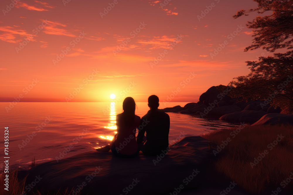 Couple Silhouetted Against a Setting Sun,Dusk Delight, Soothing Sunset .Perfect For Valentines day, Backgrounds, Cards Couple Silhouetted Against a Setting Sun,Dusk Delight, Soothing Sunset .Perfect For Valentines day, Backgrounds, Cards