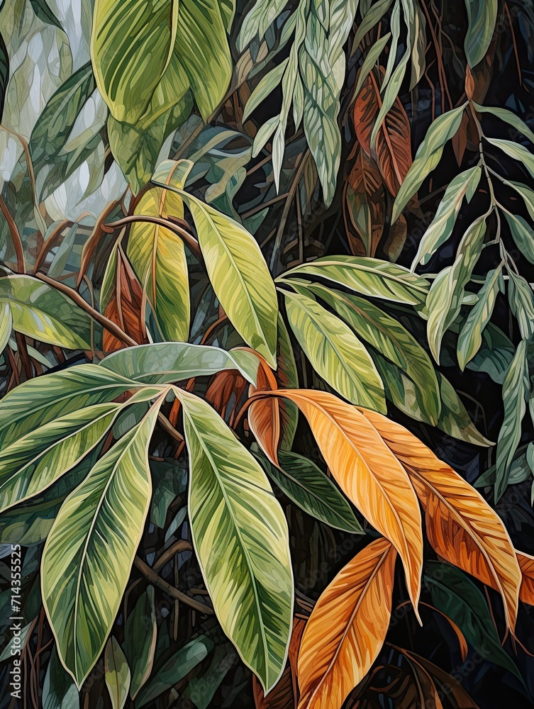 Walkway Willow Wonder Urban Jungle Leaf Art Vintage Painting at Its