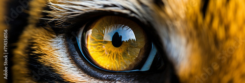 portrait of tiger with yellow eyes close up photo