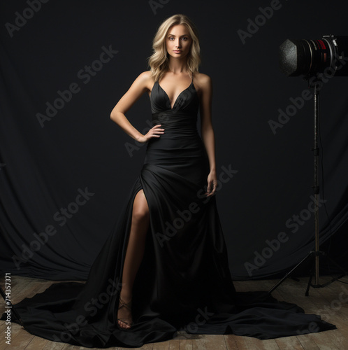 portrait of a woman in a black dress