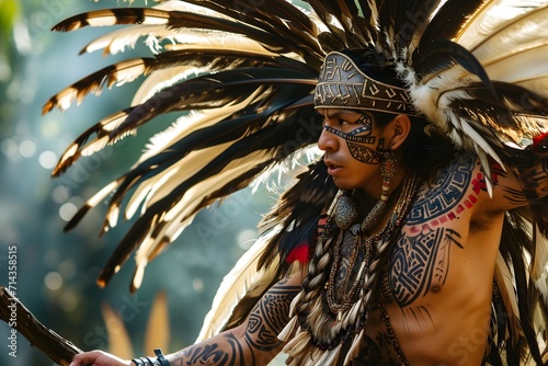 Aztec Majesty: Warrior Adorned in Feathers