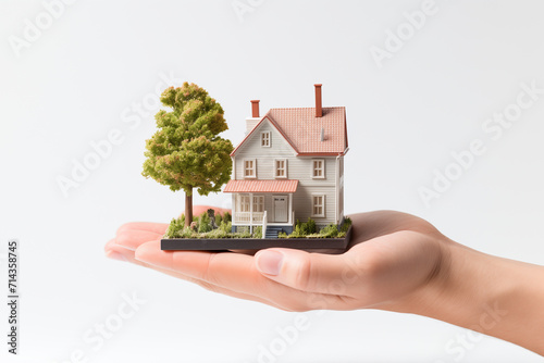 Your new house in hands. Real estate broker residential house rent listing contract. Holding house representing home ownership and the Real Estate.