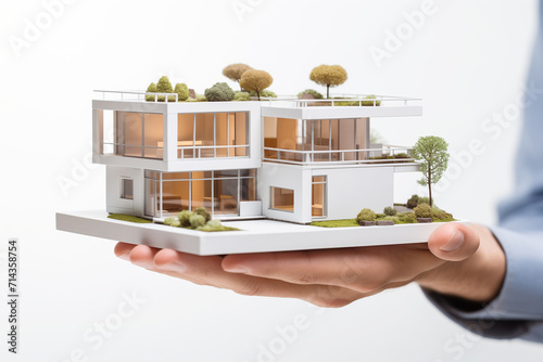 Your new house in hands. Real estate broker residential house rent listing contract. Holding house representing home ownership and the Real Estate.