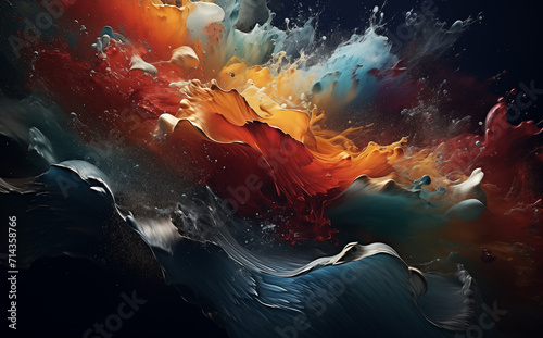 Fluid art drawing video  trendy acryl texture with flowing effect. Liquid paint mixing artwork with splash and swirl. Detailed background motion with golden  white and azure overflowing colors