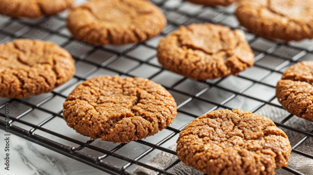 a bunch of cookies sitting on top of a cooling rack on a counter top next to a cup of coffee and a cup of coffee on the side of the table. a bunch of cookies sitting on top of a cooling rack on a counter top next to a cup of coffee and a cup of coffee on the side of the table.