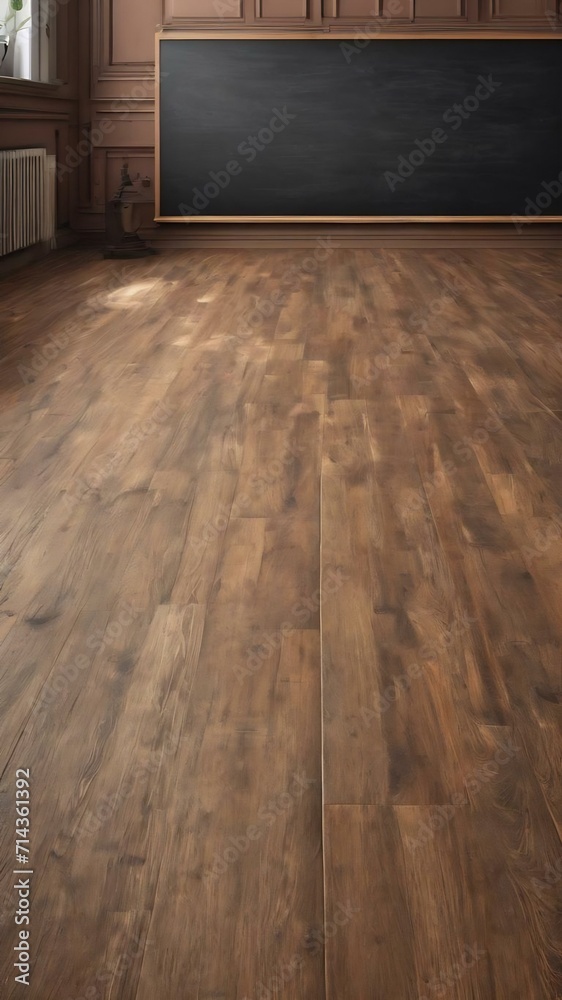 Naklejka premium Wooden floor with a blackboard