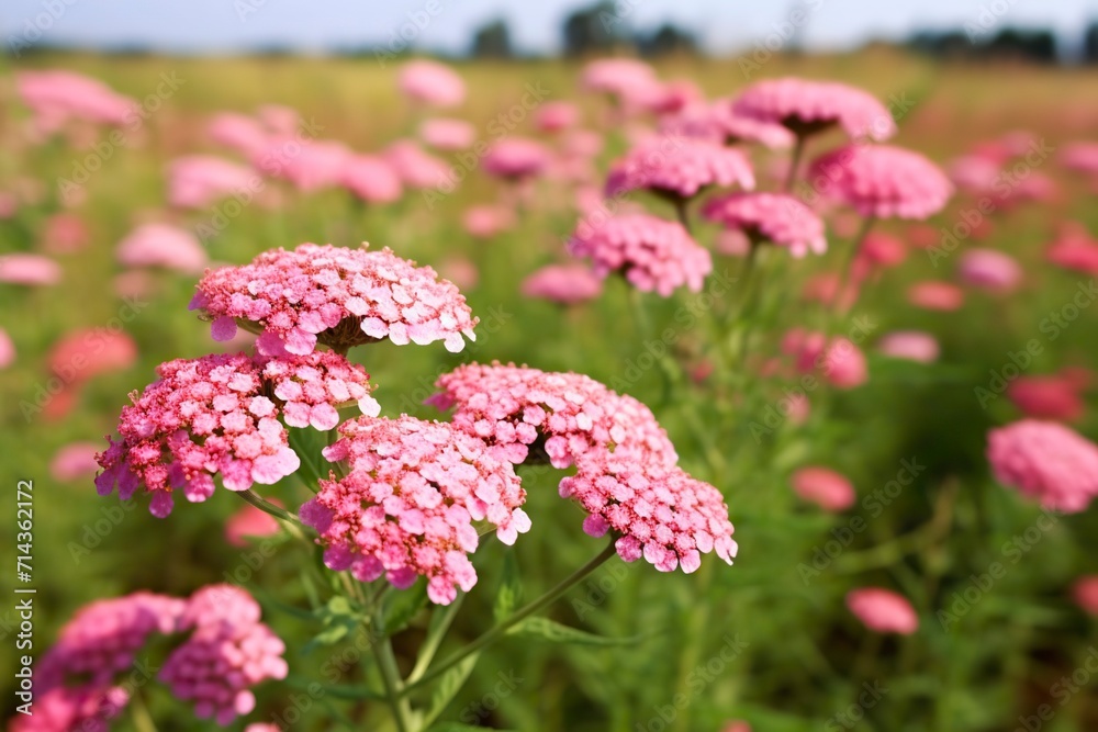 Obraz premium Pink Yarrow blooms Achillea Millefolium plants