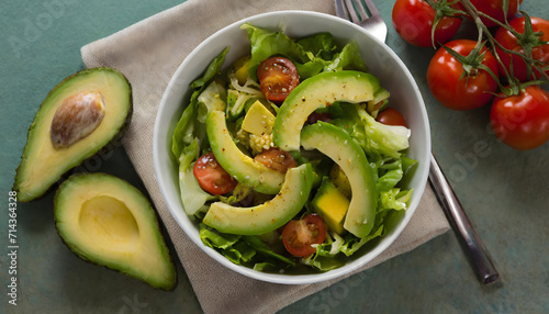salad with avocado and tomatoes. Generative AI