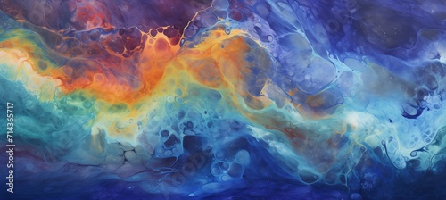 Abstract Universe with Watercolor, Oil, Ink, Acrylic Art, Marbled Background, Ideal for Interior Decor and Print