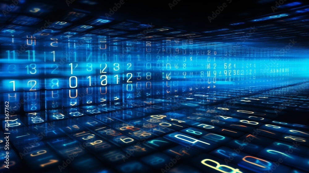 Fototapeta premium Abstract digital grid background with matrix of data for technology or cyber security concept