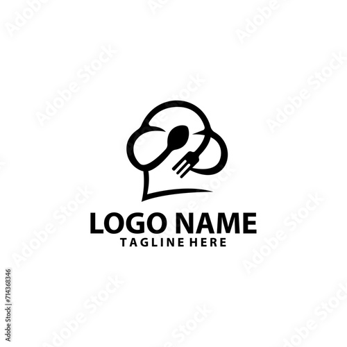 chef hat cooking utensil simple logo design vector