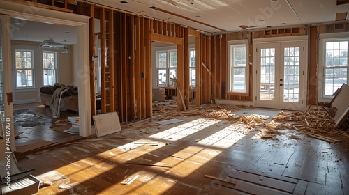 Demolishing a wall to create an open floor plan in home renovation project