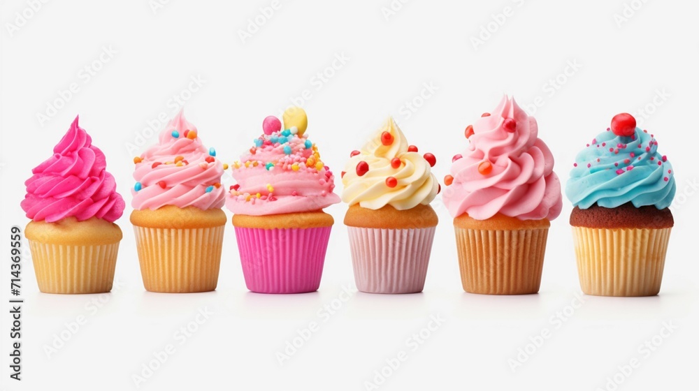 Cupcake muffin with icing frosting on transparent back Ai Generative Cupcake muffin with icing frosting on transparent back Ai Generative