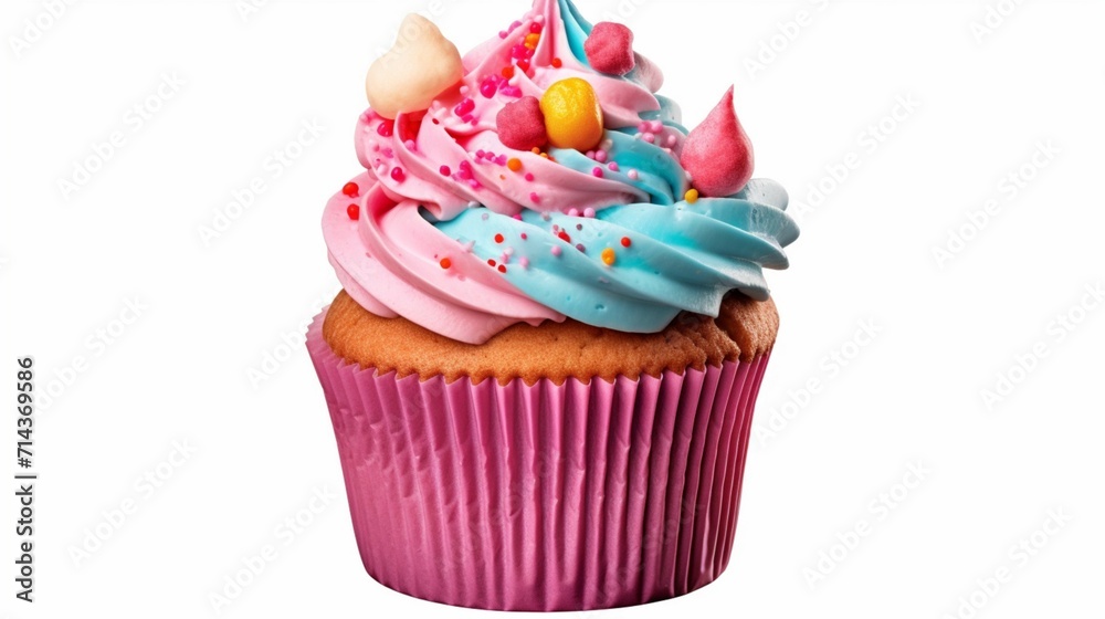 Cupcake muffin with icing frosting on transparent back Ai Generative Cupcake muffin with icing frosting on transparent back Ai Generative