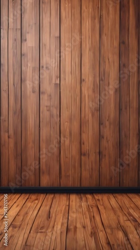 Wooden floorboards with wooden wall