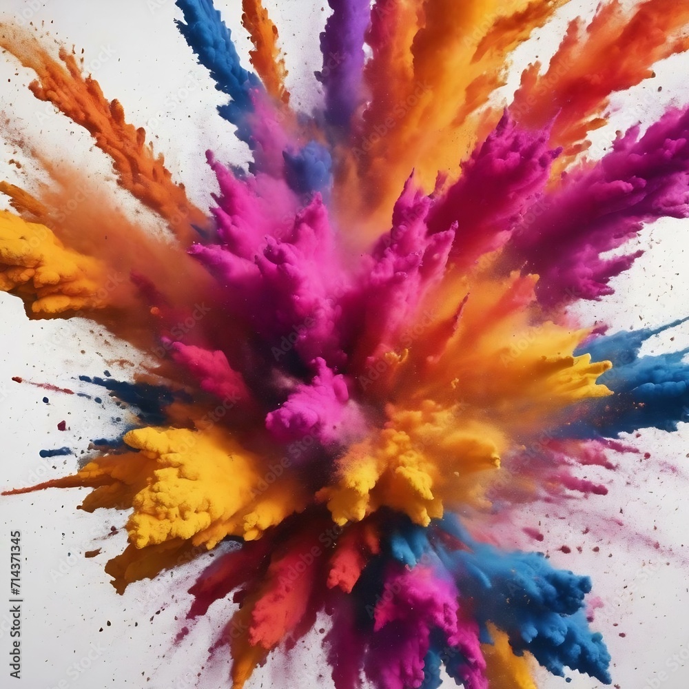Fototapeta premium Explosion of colored powder on white background