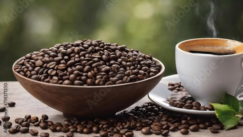 Coffee beans with props for making coffee