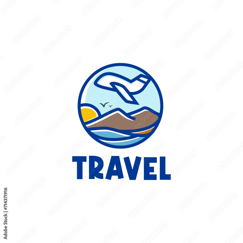 creative cute travel tour logo design