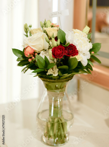 Bridal bouquet of flowers in vase