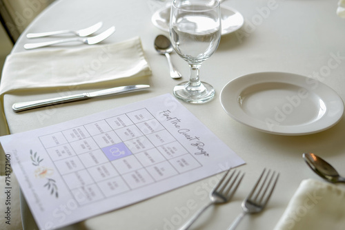 Reception bingo game for guests