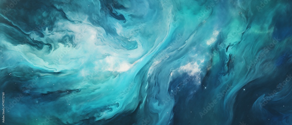 Cosmic Theme Featuring Abstract Watercolor, Oil, Ink, Acrylic Galaxy Art, Cool Natural Tones for Design and Print Use