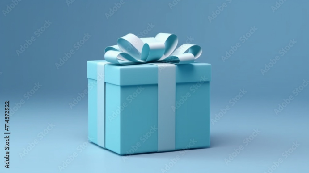 Obraz premium Blank blue gift box showcase display mock up stand Ai Generative