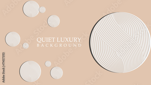 Elegant Minimalist Quiet Luxury Background with Textured Circles isolated in cream background 