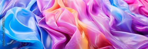 Vibrant rainbow waves on melted plastic texture with wrinkle silicone sheet background