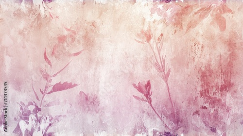  a grungy photo of a plant with red leaves on a pink and purple background with a white border around the edges of the image and bottom half of the image.