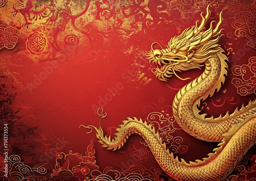 Chinese New Years Dragon Card 5x7 Lanterns Festival Background Wallpaper Image
